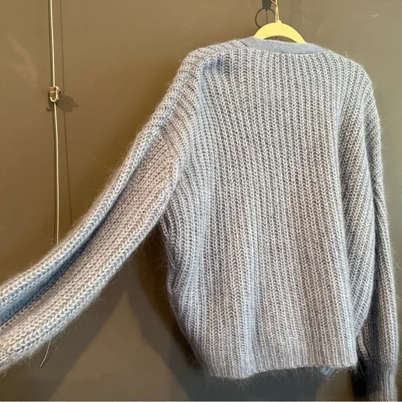 Sézane Vintage Blue V-Neck Achille Cardigan - Picture 12 of 14